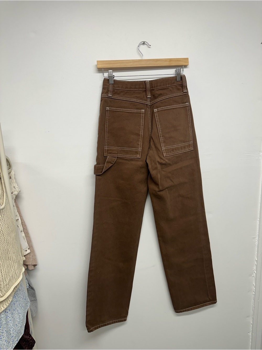 Brandy Melville John Galt Brown Carpenter Pants - Size S - Adjustable Waist - Picture 9 of 11